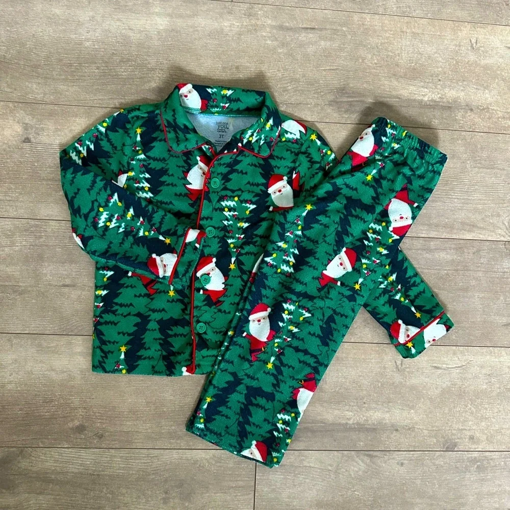Carter’s 3T Toddler Boy Santa Pajamas Set Flannel GUC Bin KK